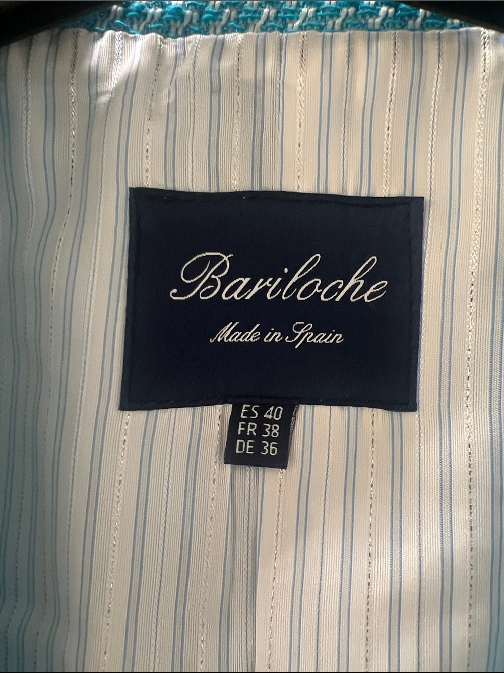 Bariloche Made In Spain Women's Teal Herringbone Blazer View 3